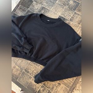 Alo Black Cropped Sweatshirt